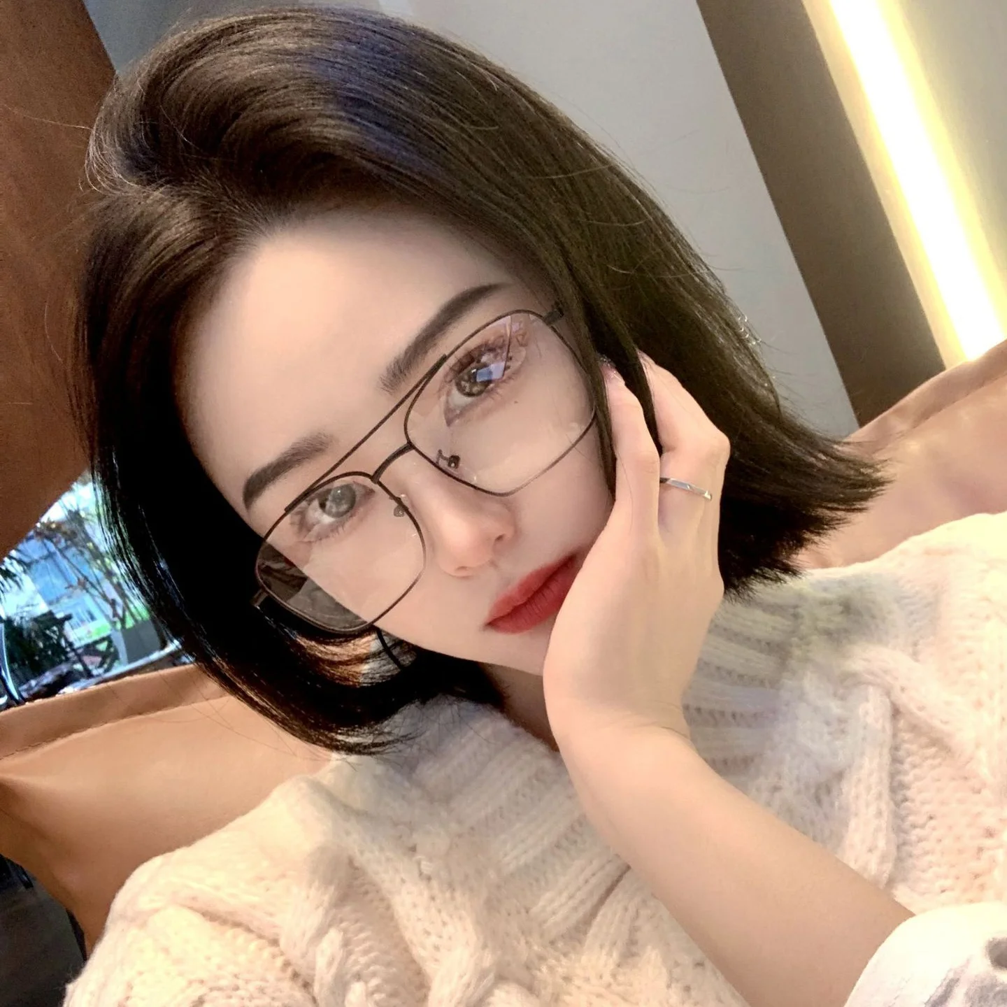 Высокое качество авиационный стиль двойной мост Металл квадратный большой синий луч глаз Стекло компьютер модная рамка