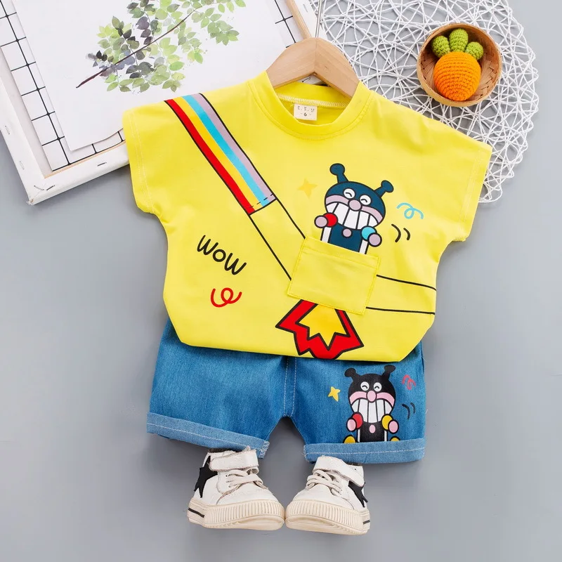 Hao Baby New Boy Cartoon Suit Short-Sleeved Summer Children Clothes Set Kid Two-Piece Clothing Set
