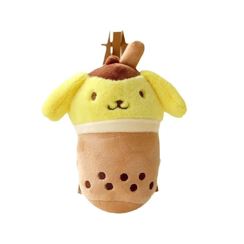 Super Lovely Sanrios Plush Bubble Tea Key Ring Kawaii My Melody Kuromi Cinnamoroll Plush Toy Cartoon Keychains