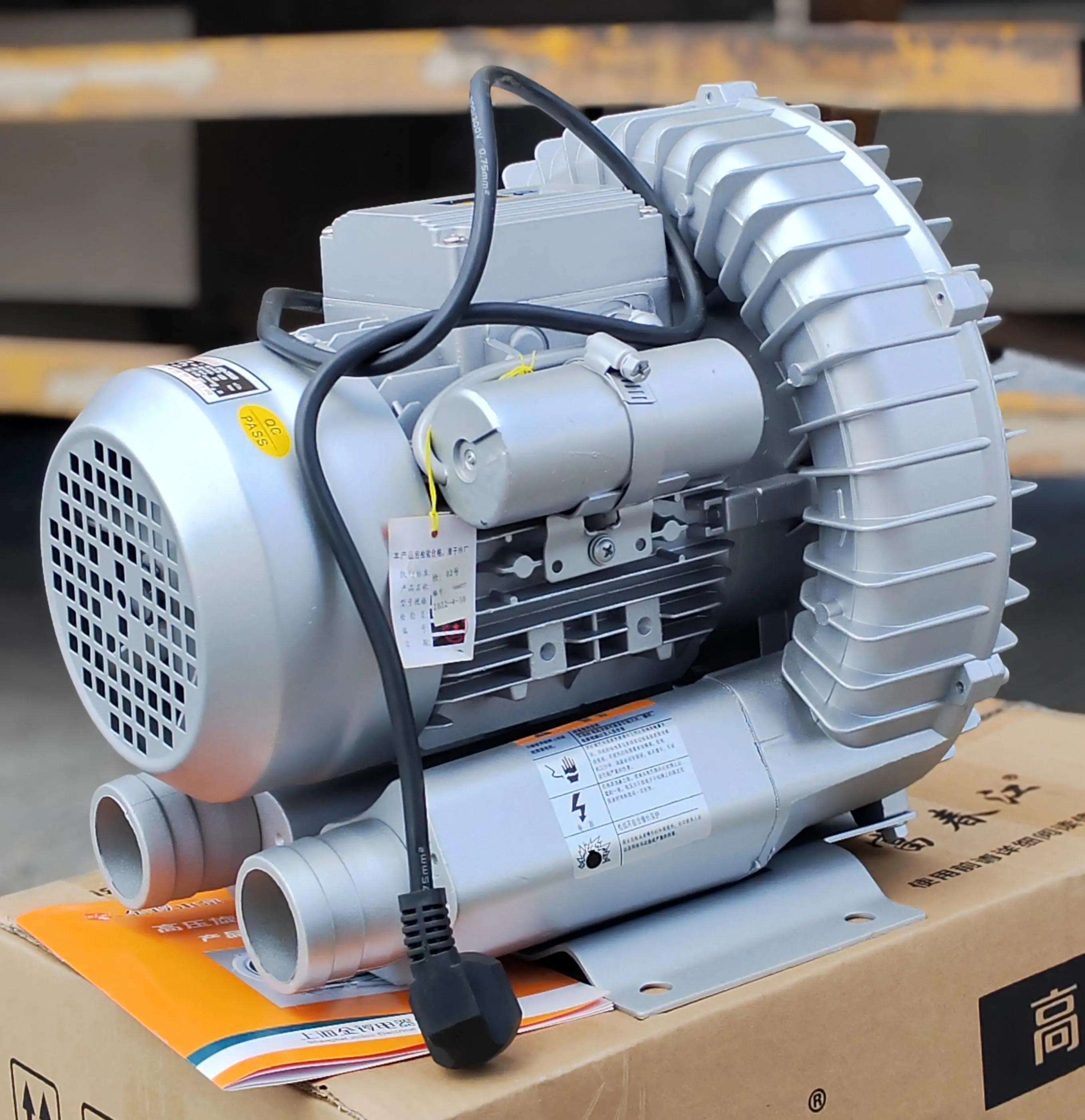120W 220V Singe Phase High Quality High Pressure Ring Blower Vacuum Vortex Blower High Pressure Air Pump Aluminum Alloy CCC CE