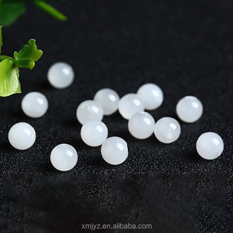 Certified Sheep Fat Jade Round Beads Rice Beads Quartzite White Jade Bracelet Necklace Diy Jade Pendant