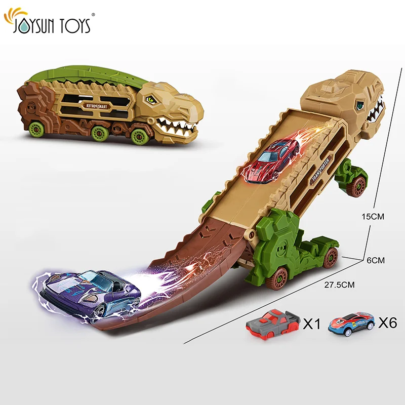 Vehicle Dinosaur Truck Toys car Storage Dinosaur with 6 PCS mini Model Car Dinosaur Truck Toys For Kids Boy