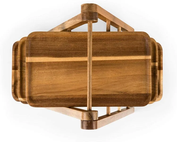 Custom Acacia wood party serving tray  3-tier ladder dessert tray Charcuterie Food Holder