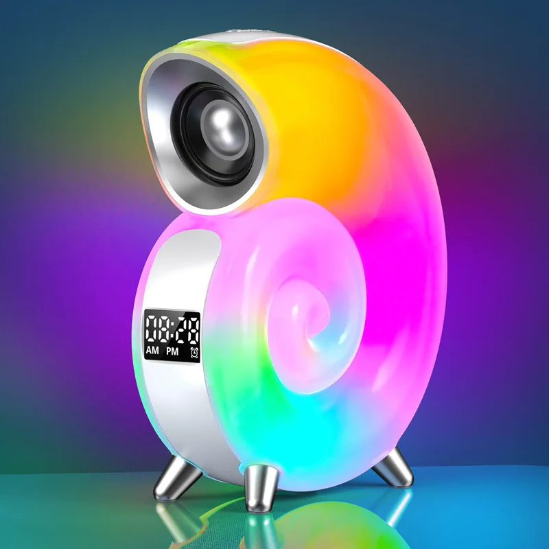 LED White Noise Alarm Clocks Colorful Table Lamp with Bluetooth Speakers Atmosphere Conch Music Light