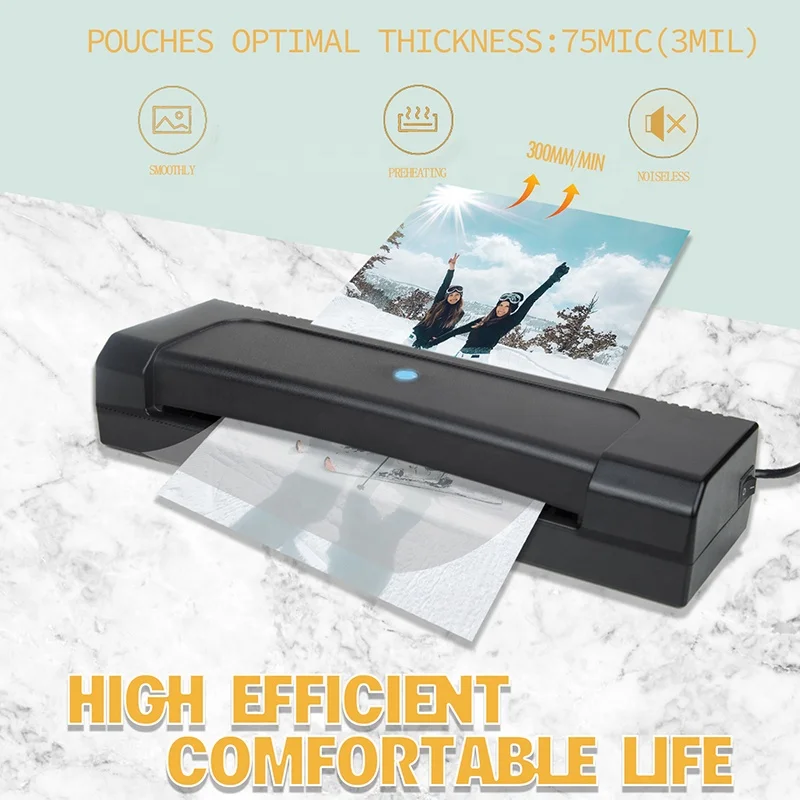 High Quality Laminating Machine Heat Press A4 Laminator with paper trimmer ,corner cutter and 10pcs pouch film