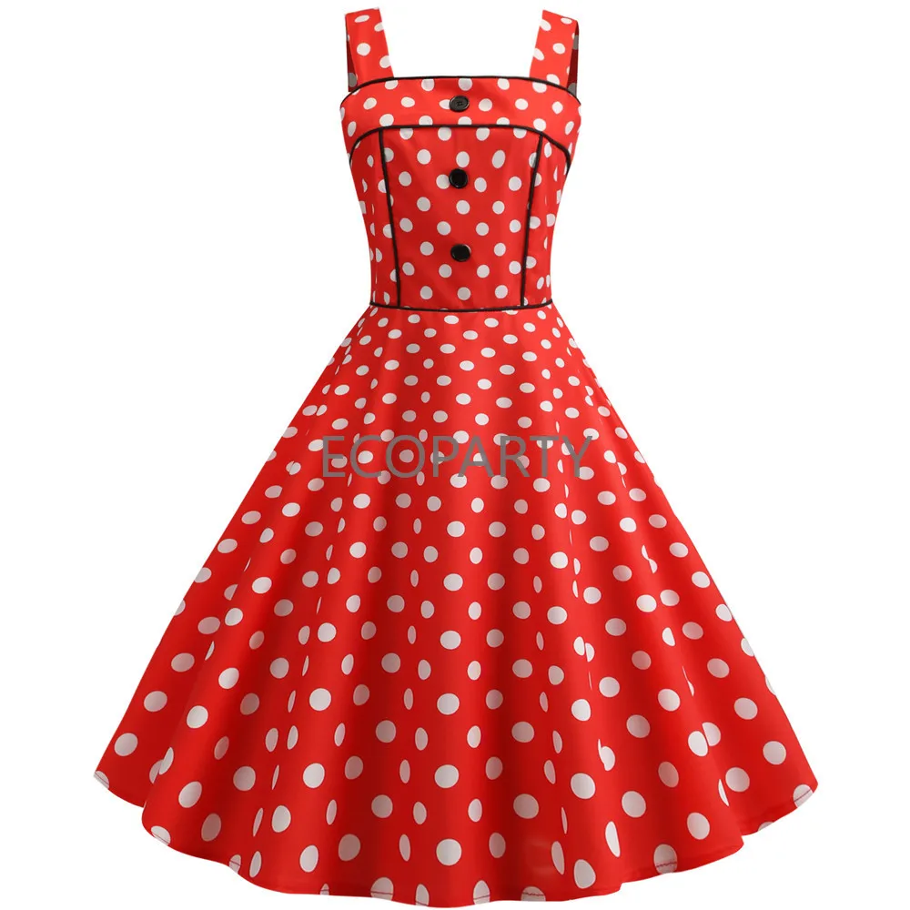 Women Vintage Pink Plaid Dress Retro Rockabilly Strap Cocktail Party 1950s 40s Swing Dress Summer Dresses