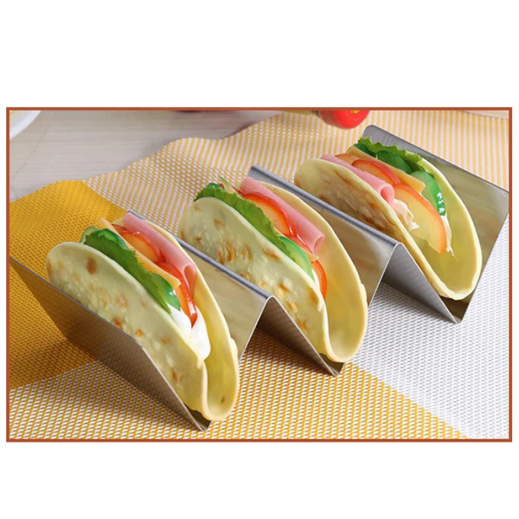 Snack food mexican pancake rack single stainless steel taco rack