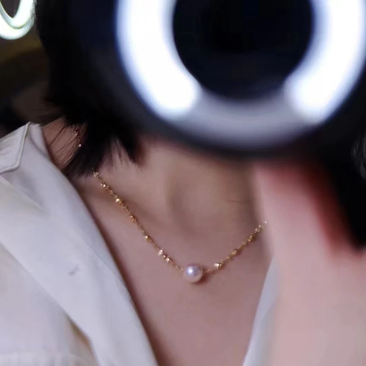 Top quality Wholesale Custom Gift Women 3.55g 18K Real Gold 9-9.5mm Japan Akoya Natural Pearl Pendant Necklace With Certificate