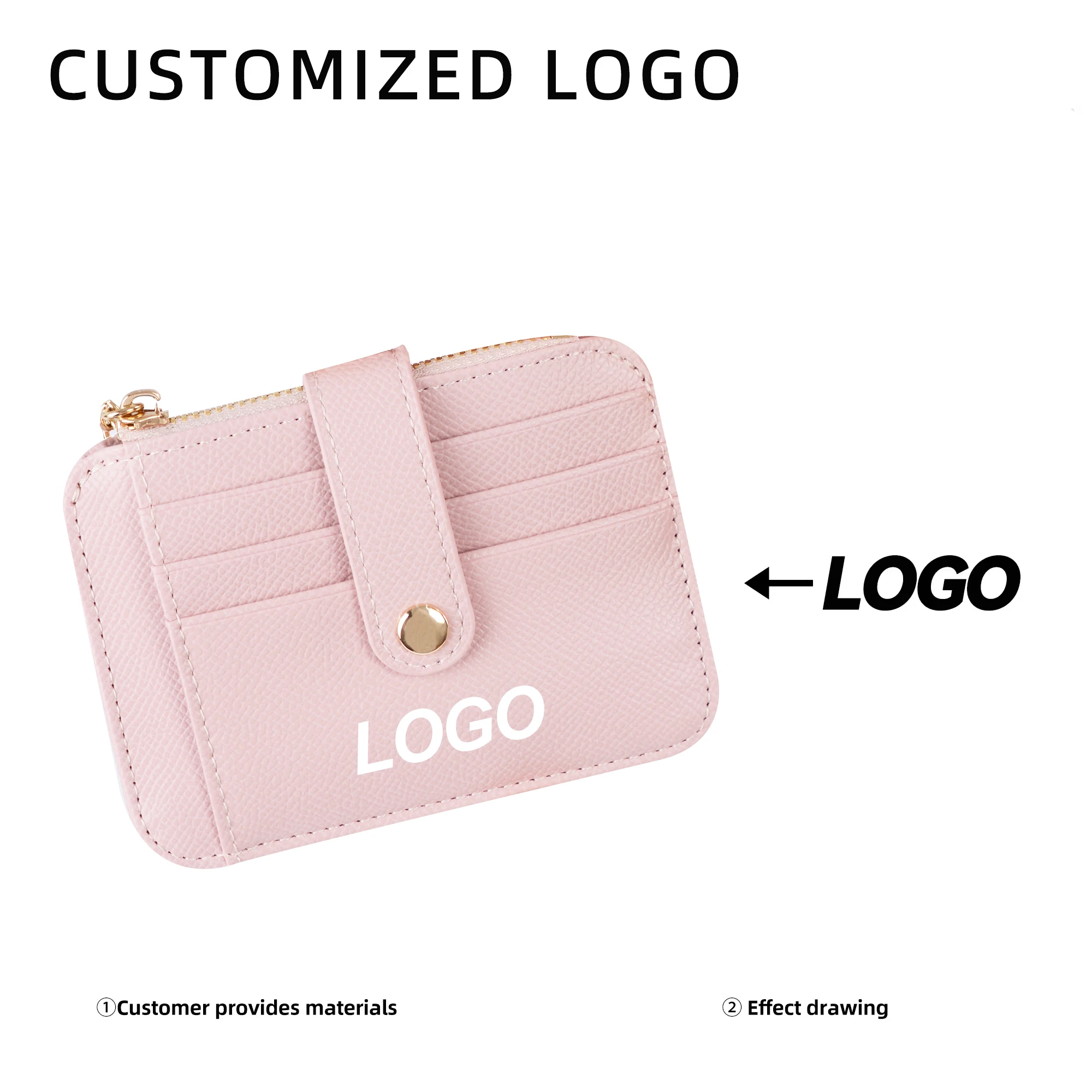 PU Leather Coin Purse Change Mini Purse Wallet With Key Chain Ring Zipper for Men Women Fashionable Bag Key Chain