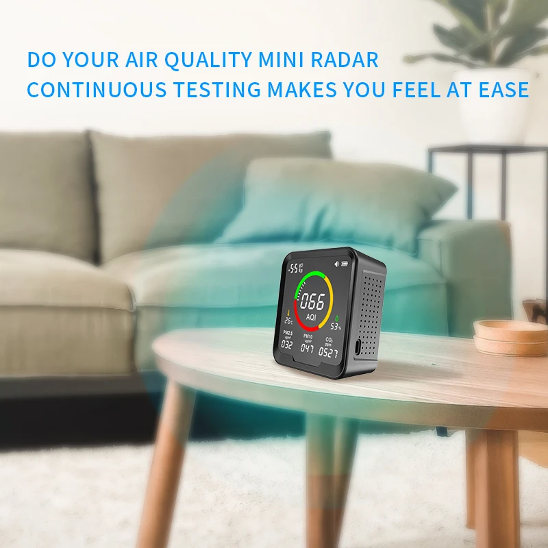 Detects AQI temperature and humidity Carbon Dioxide PM2.5 PM10 with Sound alarm PTH-9A Multi-function air monitor