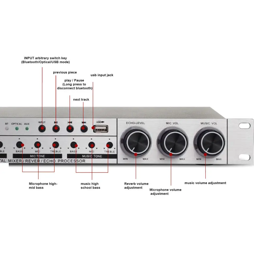 OEM REV3900 профессиональное предусилитель звукового оборудования с защитой от Рева для сцены караоке семейной вечеринки