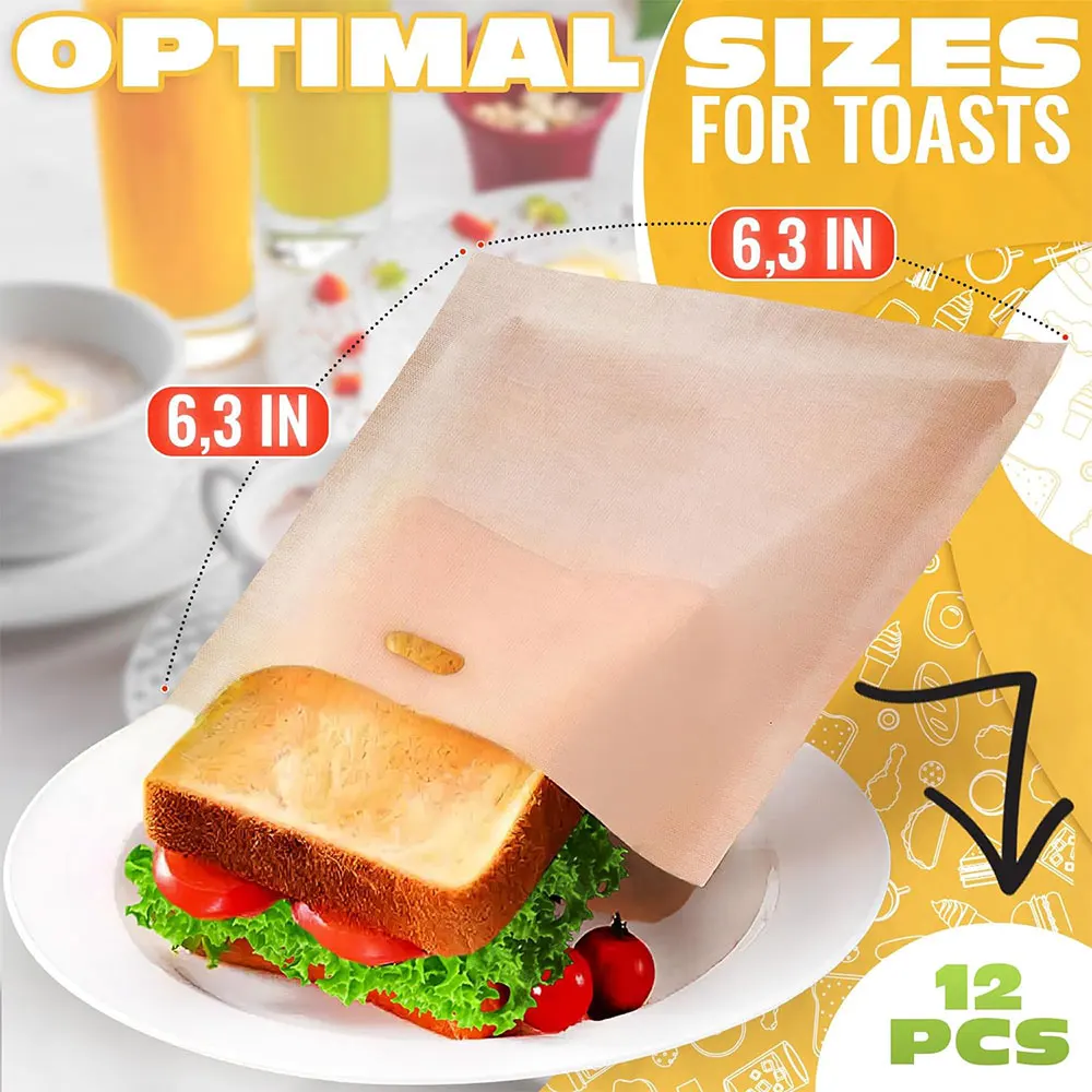 Most Popular Product 2025 PTFE Toaster Bag Brown 100% Non-toxic Waterproof for Kitchen Baking Toaster Bread Accessories Tools