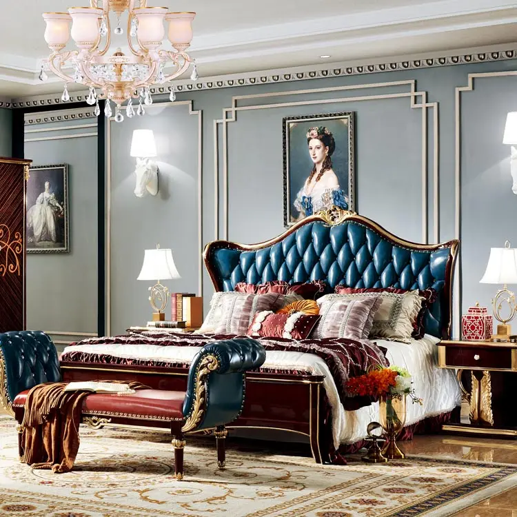 Bedroom Set Featuring French Style Sleigh Platform Bed