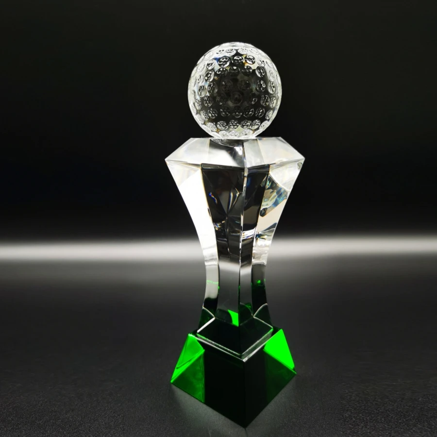 Wholesale Custom Glass Trophy Golf Glass Award Souvenir Gifts Golf Crystal Trophy