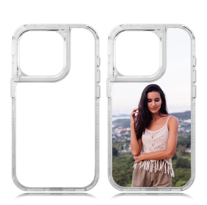 GSCASE 2024 New Design 3 in 1 Heavy Duty Shockproof Anti-Fall Case Crystal Clear Sublimation Phone Case For  Iphone  11 12 13