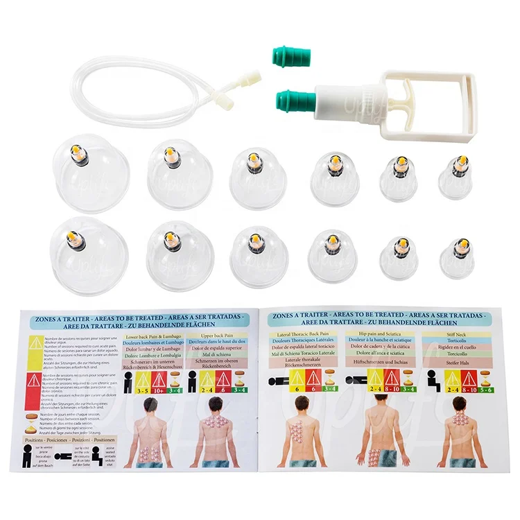 Most Popular 12pcs Cups Equipments Of Traditional Vacuum Cupping For Chinese Cupping Massage Set