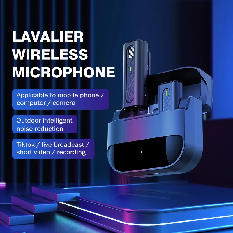 M9 M8 2.4G 1-to-2 Clip Lapel Lavelier Live Stream Wireless Lavalier Microphone In Case for Iphone mobile phone facebook ipad pro