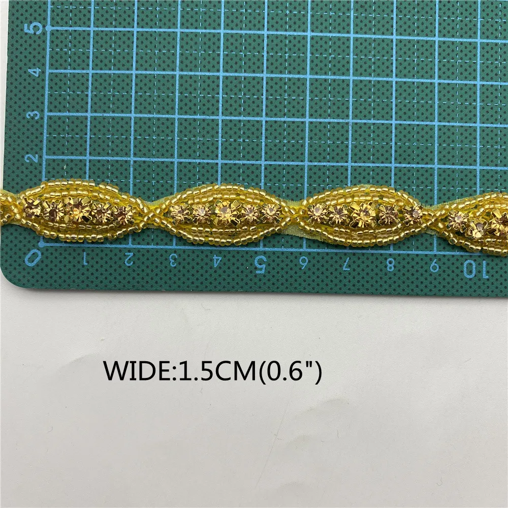 Pearl Crystal Motif Strass Hot Fix Rhinestone Tape Ribbon With Rhinestones  applique trim for wedding dress