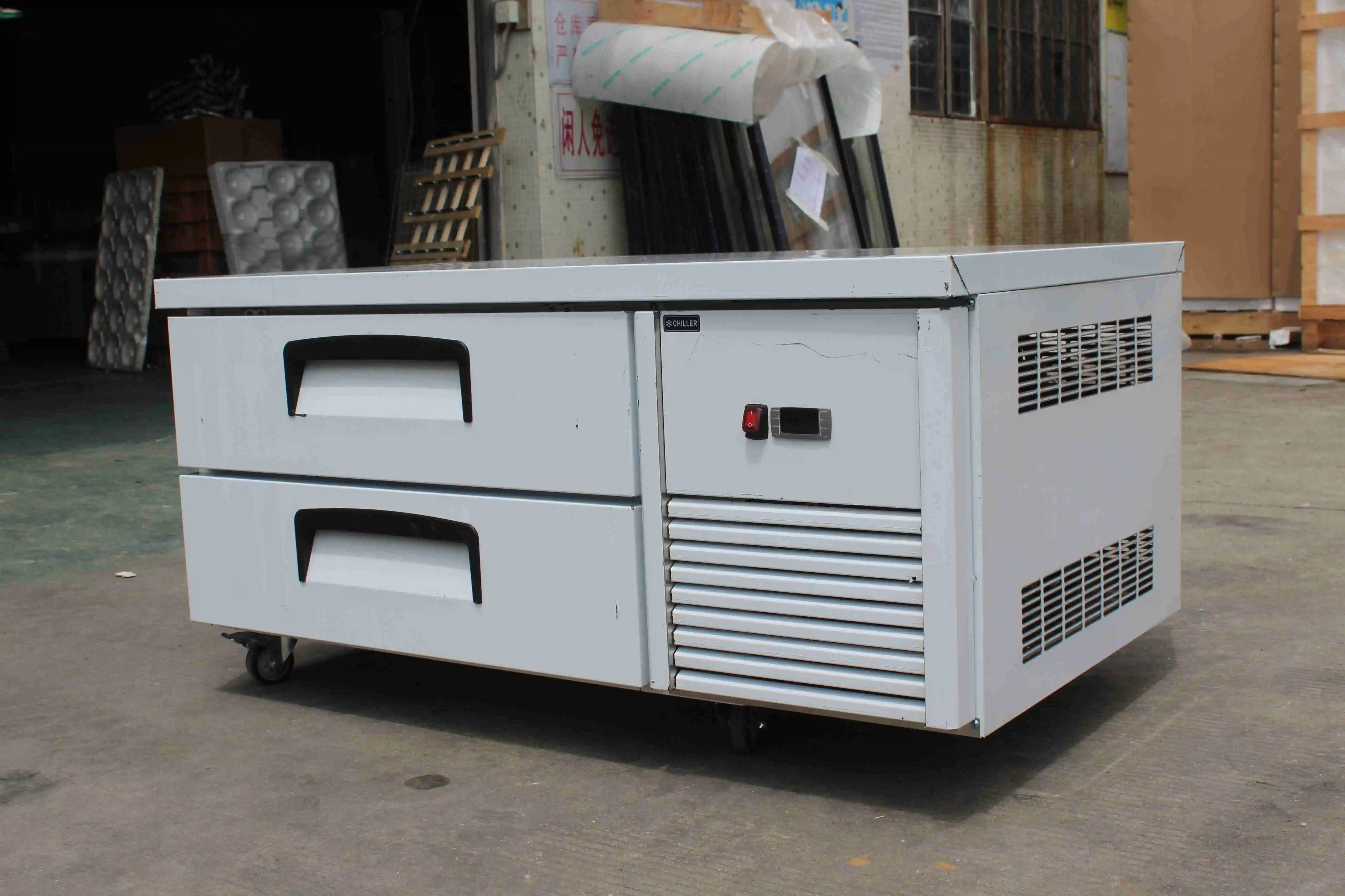 Cold Storage Hotel Stainless Steel Counter Commercial Kitchen Refrigerator Chef Base Chiller with 2 Drawers
