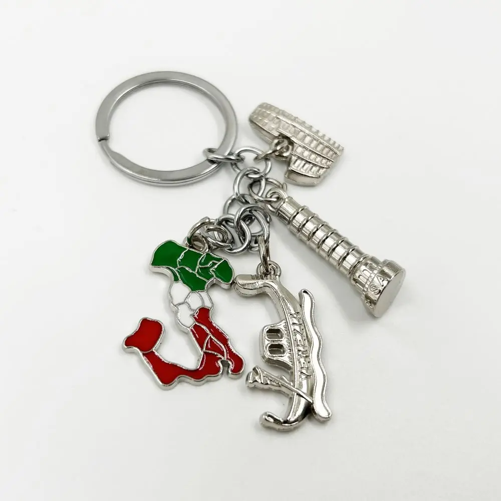 Creative Italian Tourist Souvenirs 3D Keychain Rome Venice Milan 3D Famous Building Metal Keychain Pendant