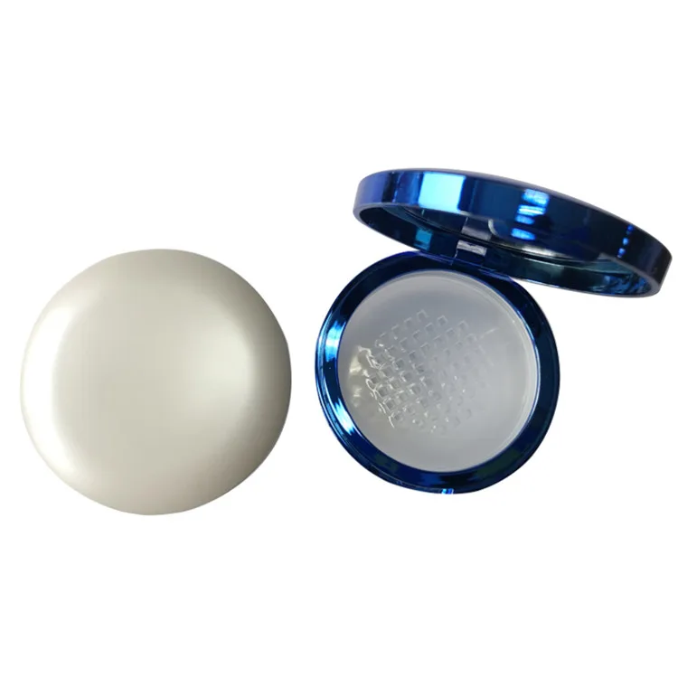 Custom Makeup Metal Cosmetic Round Empty Private Label Jar White Loose Powder Container Case With Sifter