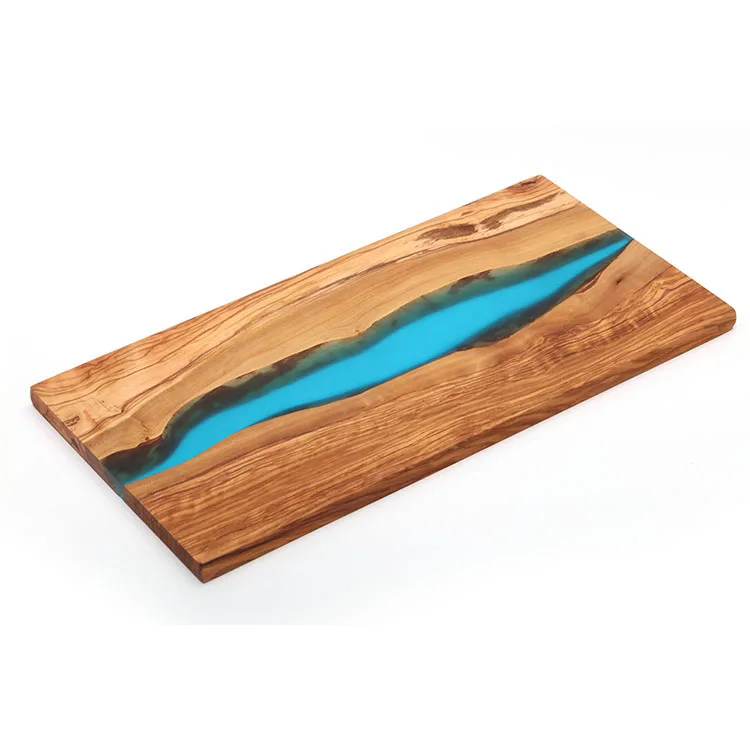 New Design Art Decor Olive Wood and Epoxy Resin Cutting Serving Board for Cheese Coffee Vegetables Fruits
