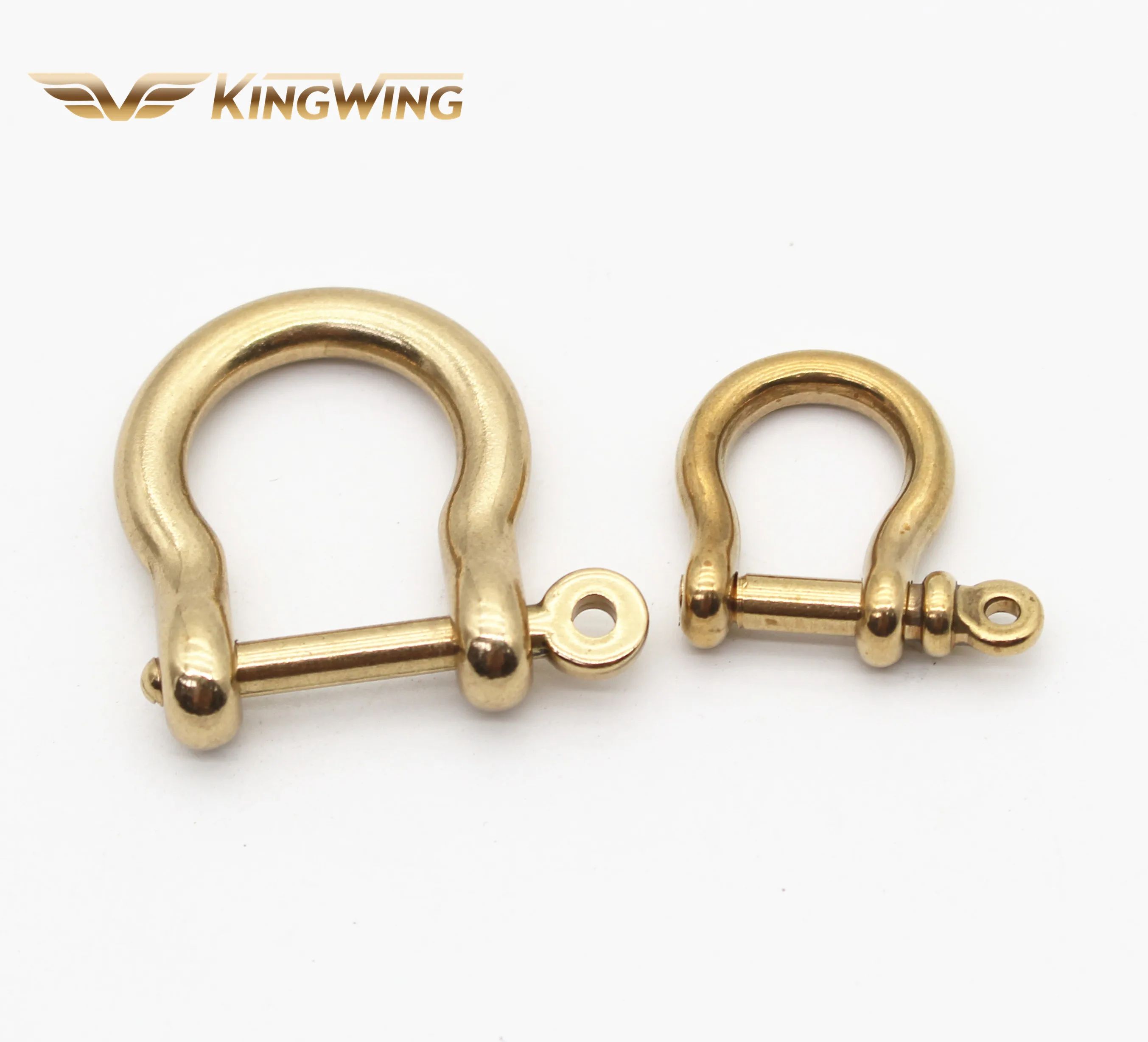 Solid brass metal keychain leather belt shackle d ring with screw Adjustable Bow Shackle