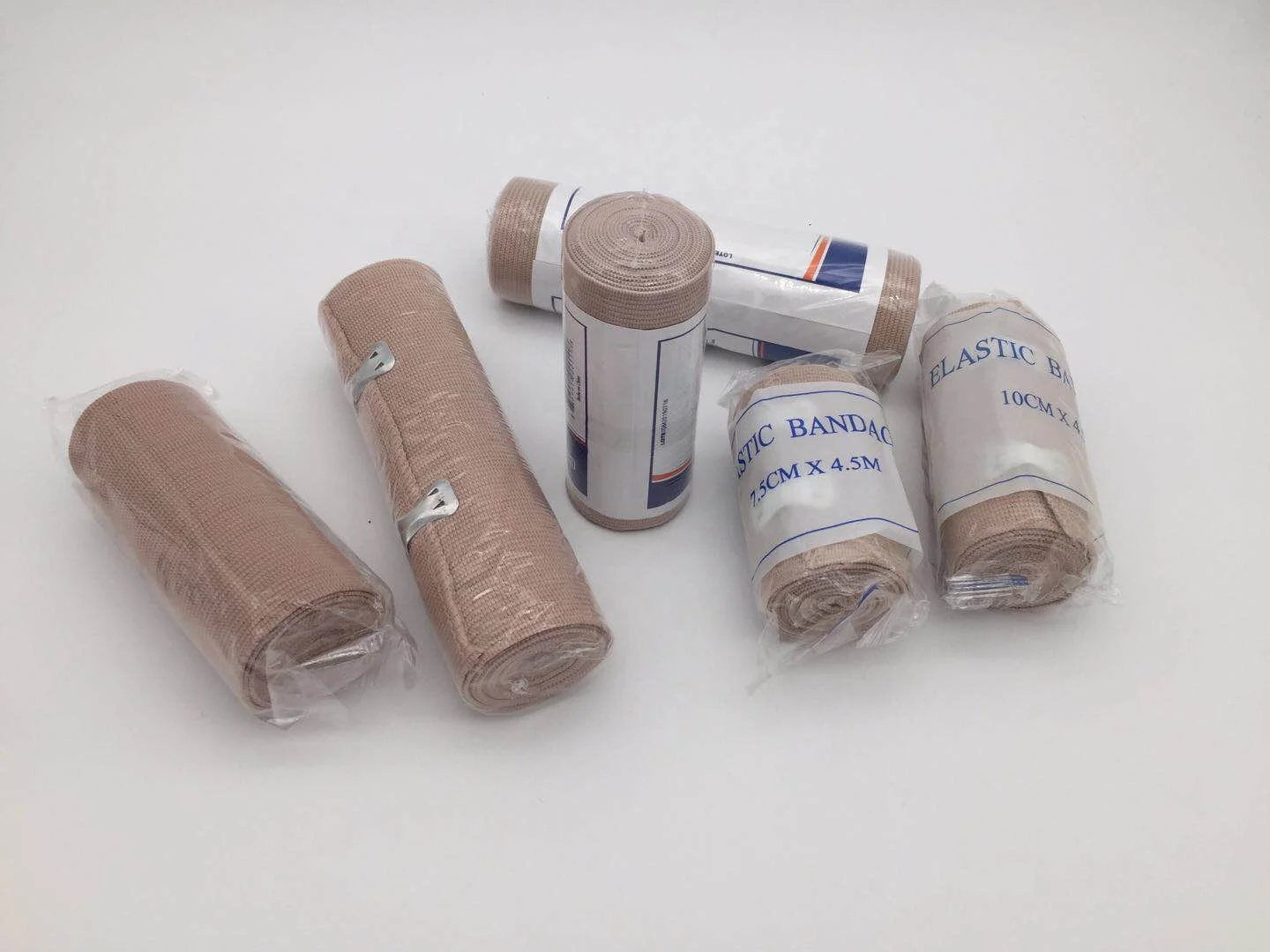 High elastic skin color rubber crepe bandage with clip