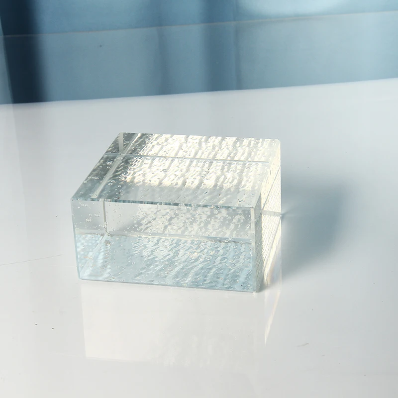 Clear and transparent bubble glass bricks are used in the partition decoration wall tiles of the hotel lobby conference room