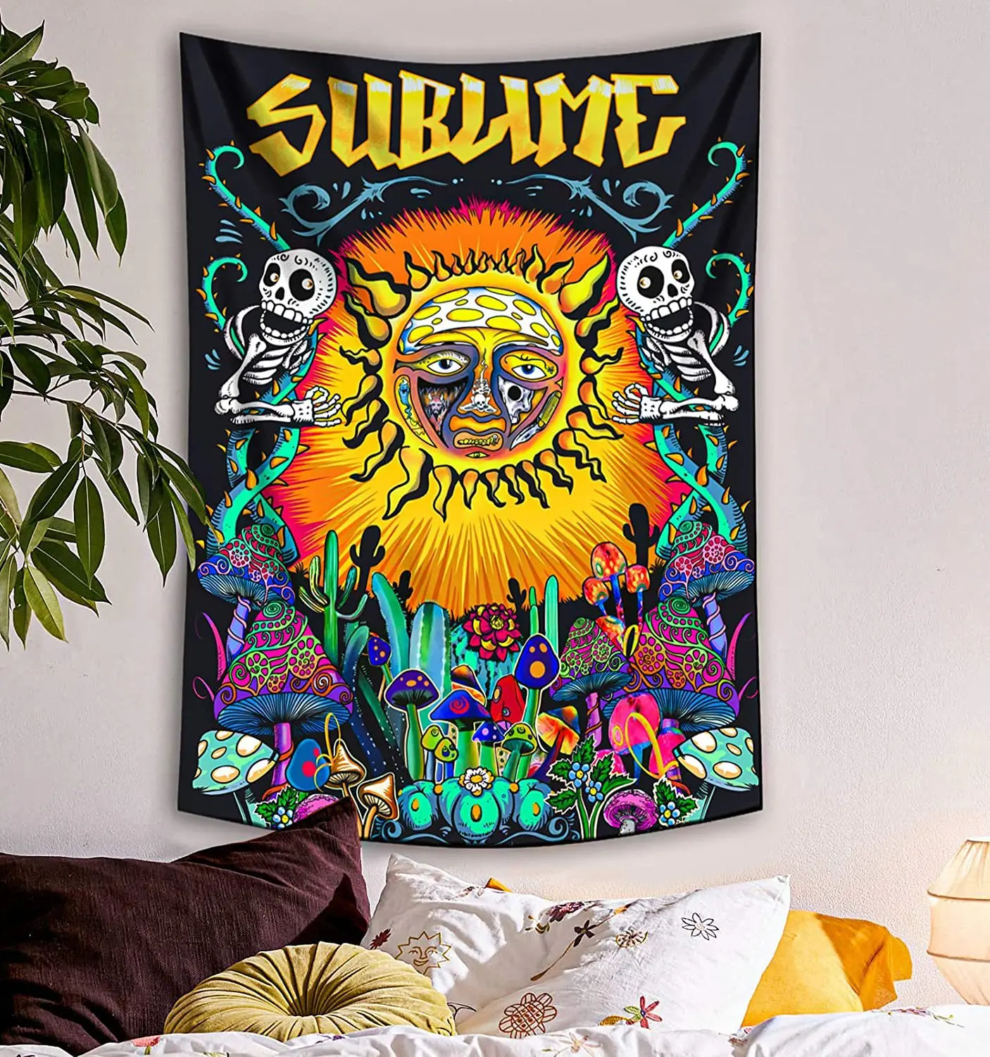 Wholesale Custom Logo Printed mushroom tapestry Cotton Room Decor Tapestry Wall Hanging psychedelic tapestries