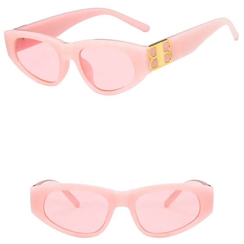 Trending Gold Color Double 8 Shape Frame Triangular Cat Eye Sunglasses Unisex Girls Sunglasses Latest Fashion