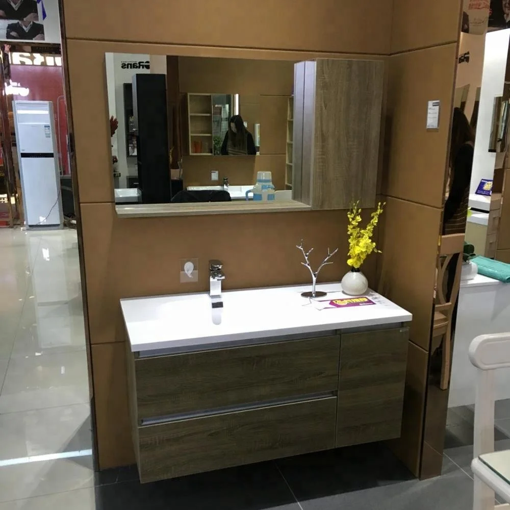 White melamine carcass cabinet MDF PVC thermofoil door bathroom vanity