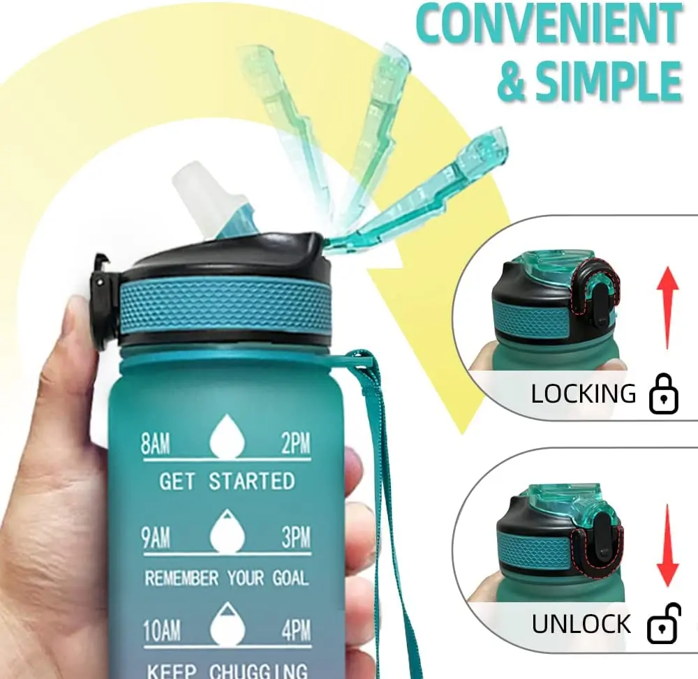 1 lt litro personalizada sport motivadora fitness tritan para gimnasio gym water bottle deportiva botella de agua motivacional