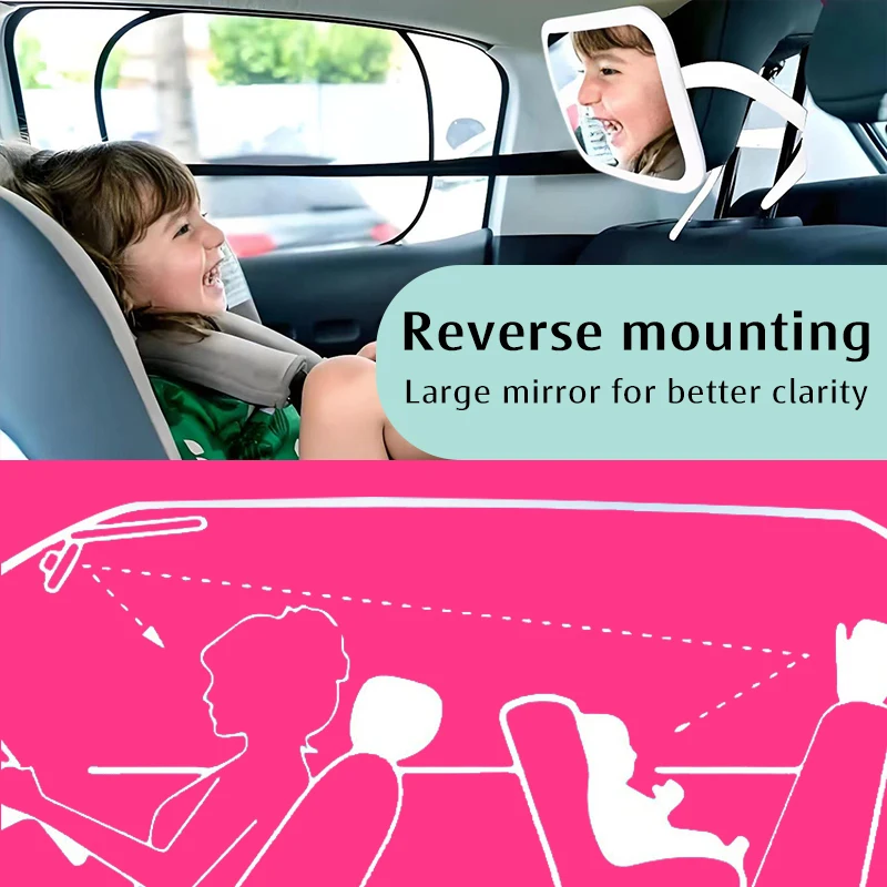 Fast Shipping From US Warehouse Shatterproof Child Observation Seat Backseat Use Safety Mirror Led Baby Car Mirror With Light