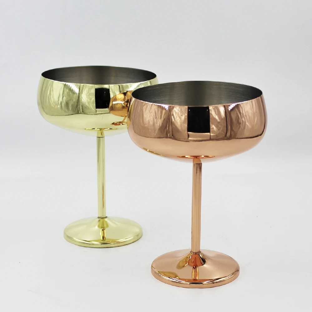 Bar Drinkware Martini Margarita Cocktail Cup Stainless Steel Wine Glass Goblets Champagne Golden 1pc/white Box Customized Color