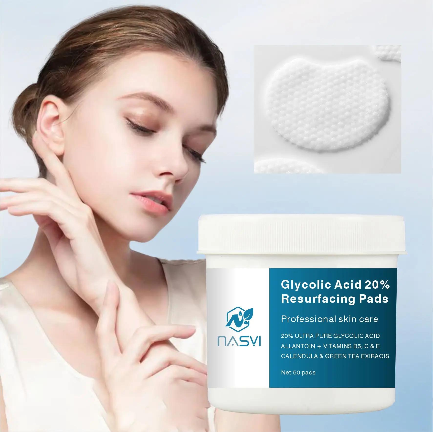 Customized Beauty Facial Mask Peel Pads Glycolic Acid 20% Resurfacing Pads for Face&Body Anti-wrinkle and Anti-Aging Sheet Mask