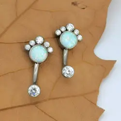 Custom Medical Grade ASTM F136 Titanium Piercing Ombligo Titanio Grado Implante Bezel Set Opal and CZ Designer Navel Piercing