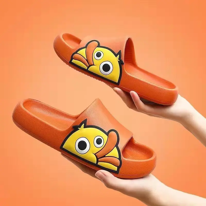 Women Men Slippers Summer Beach Slides Candy Sandals Flip Flops Cartoon Duck Thick Soled Ladies Boys Couples Bathroom Shoes