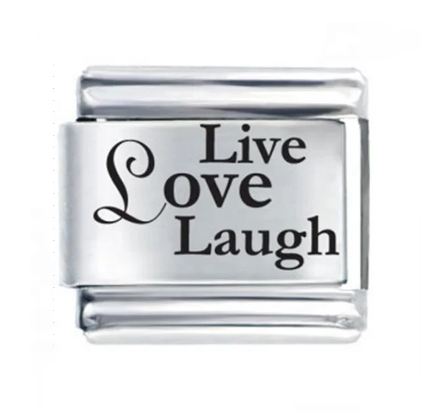 DIY Custom Solid 925 Sterling silver Charm Engraved Live Laugh Love Bead Photo Frame Jewelry