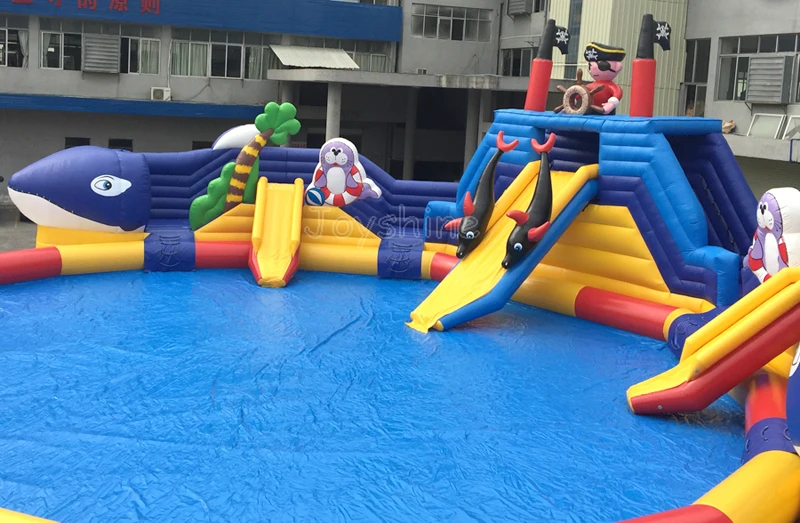 China Inflatable Water Park Manufacturer Water Play Equipment Whale Fun Park Slide With Pool