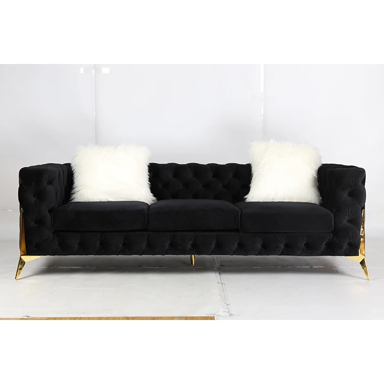 Chinese Wholesale Sofa Bed Furniture For Living Room Black And White Stainless Steel Sofa