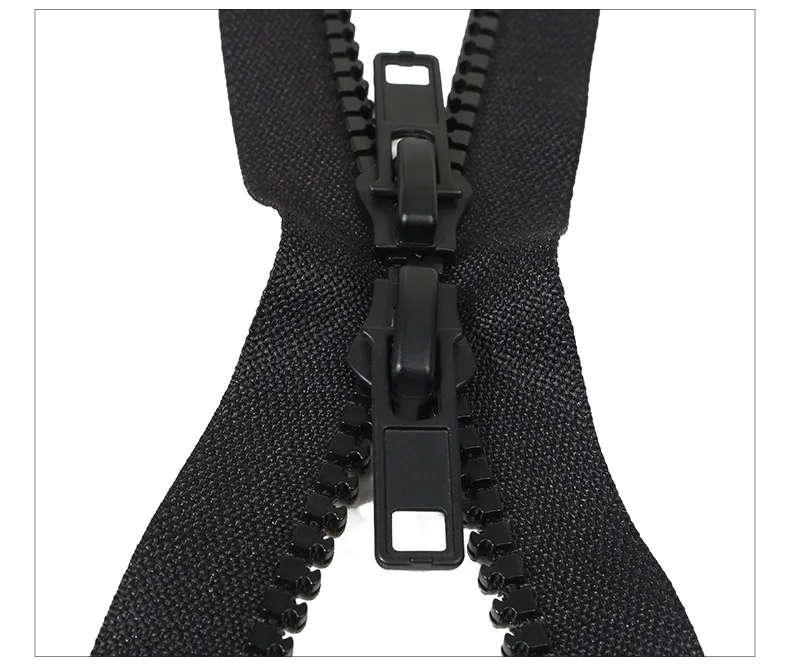 Wholesale factory No.3 # 5 # 8 # black resin zipper double open-end plastic zipper down jacket bag zipper