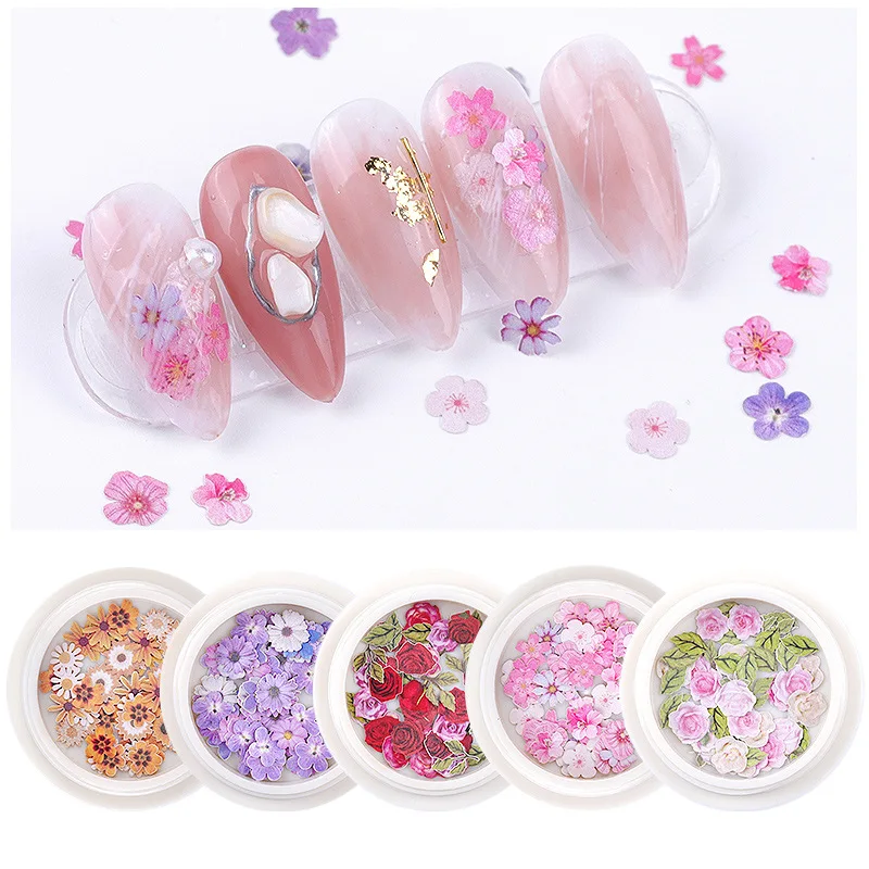 Ultra-thin Nail Art Wood Pulp Chips Small Daisy Flowers Leaves Nail Decoration
