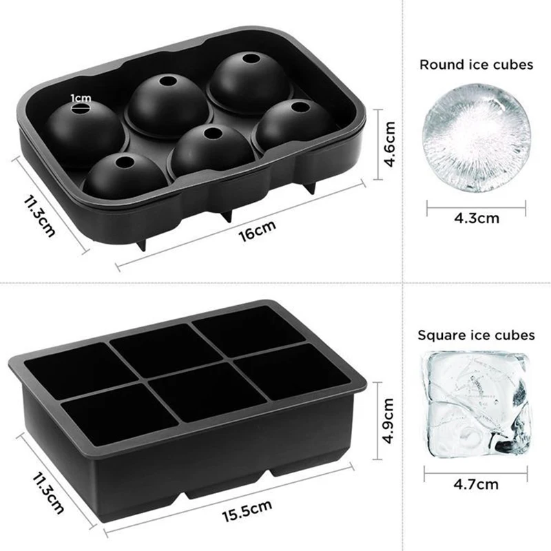 Custom 6 Hole Ice Hockey Silicone Mold Ice Ball Cube Tray Whiskey Sphere Silicone Ice Ball Mold With Lid
