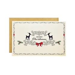 Custom printing kraft paper envelope merry christmas fold blank greeting cards