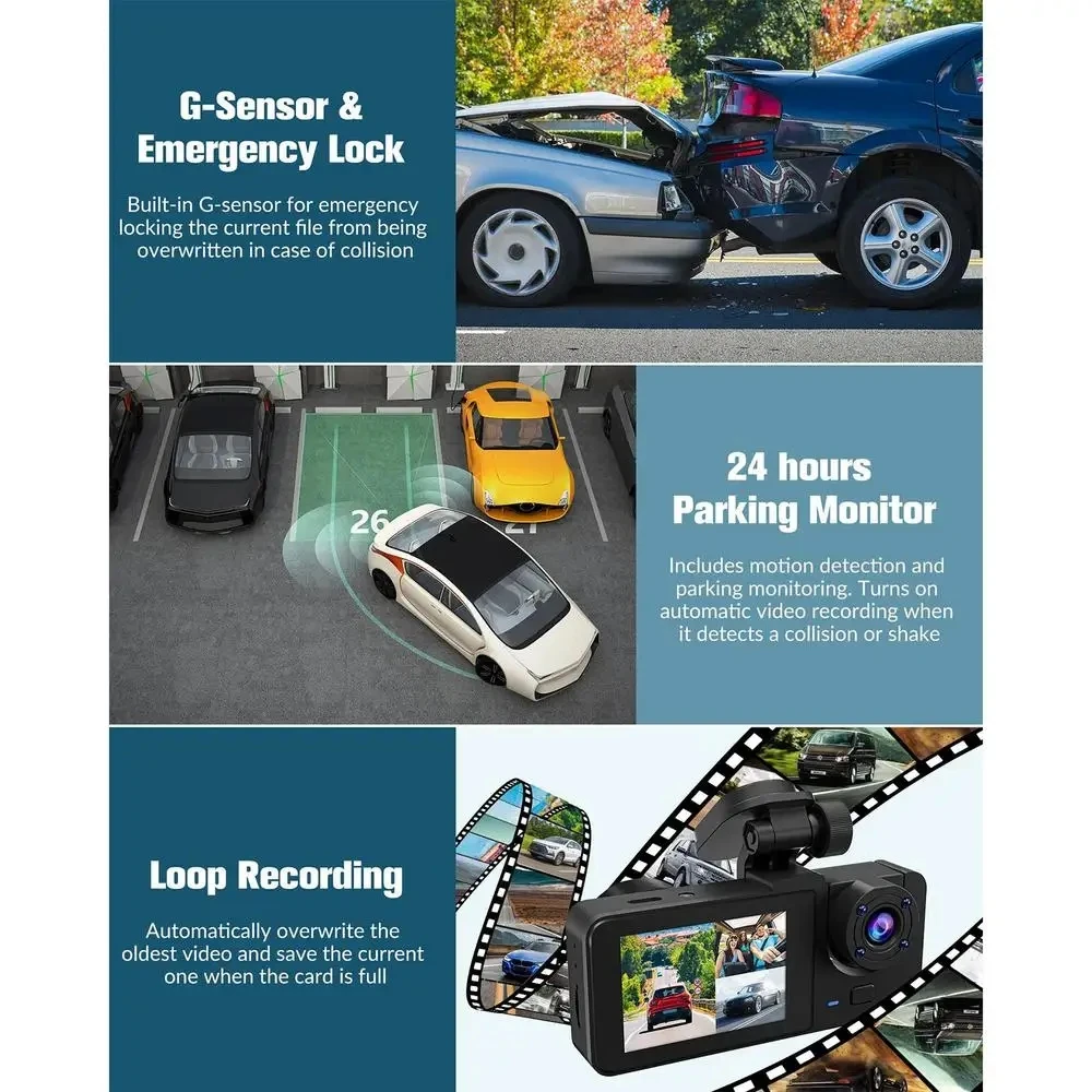 1080P Car Camera High Definition 1080P Driving Recorder Car Camera Auto Black Driving Recorder Loop Recording Car Cam For Travel