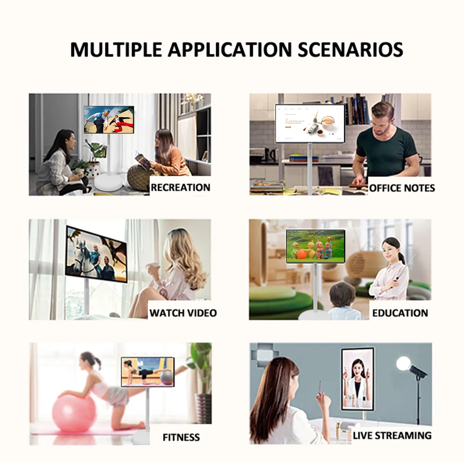 Low Price Wireless Wifi Rollable Jcpc Bestietv Tv Moveable Android Monitor 21.5 Inch Portable Touch Screen Smart Tv