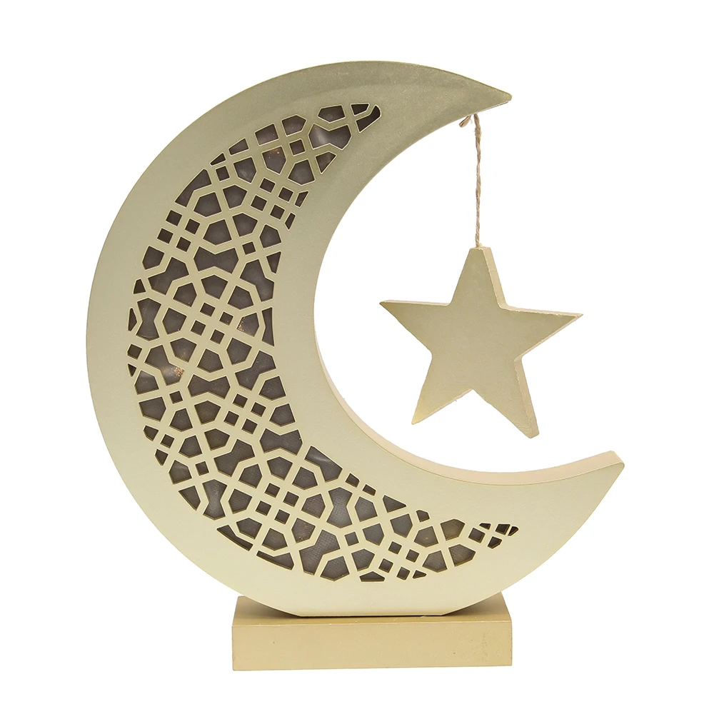 Superwin CTO Factory Outlet Ramadan Moon Eid Muslim Decor Craft Ornaments Home Outdoor Decoration With LED Lights