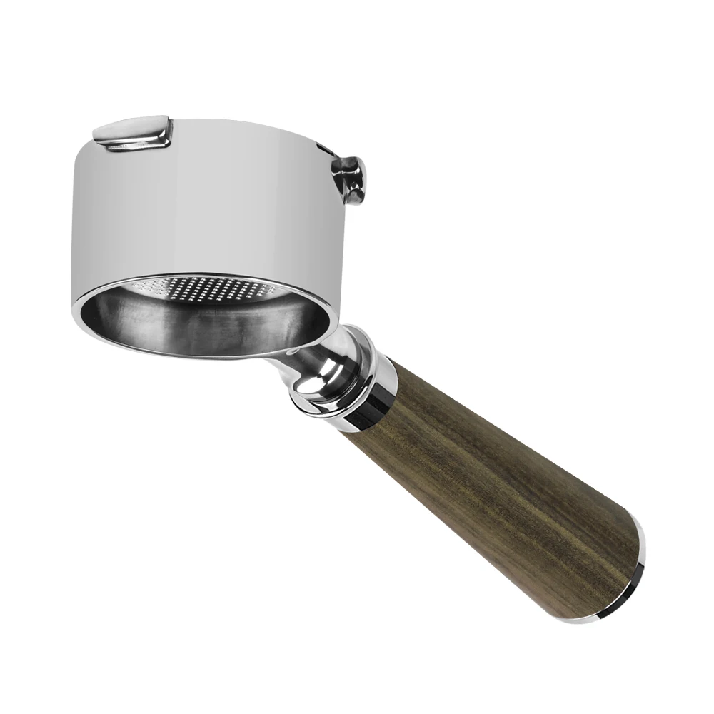 Black rosewood Handle 51 mm Coffee Portafilter 51mm Bottom Portafilter with 2 cups basket suitable for delonghi
