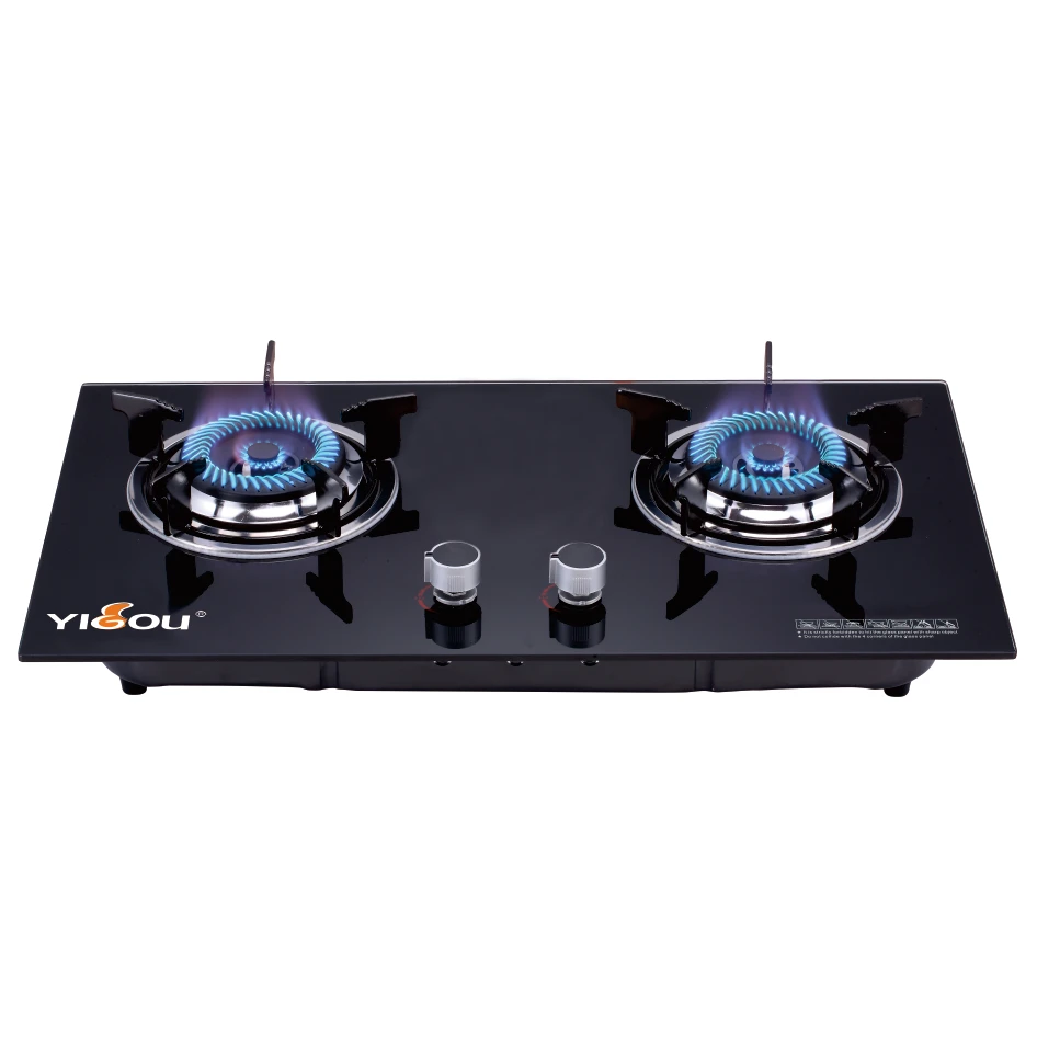 New Fashion Cooking Appliance Built-in  Gas stove Cooktops with Glass panel & two burner  YG-B22097